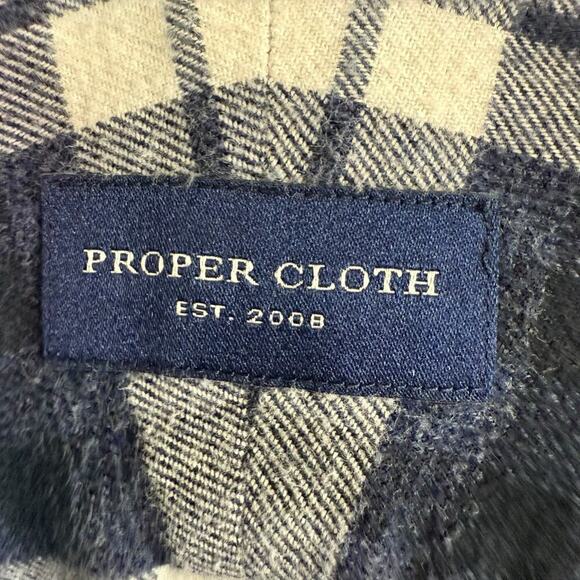 Proper Cloth Men's Canclini Slate Large Plaid Beacon Flannel Shirt Blue 2XL XXL - Picture 2 of 7